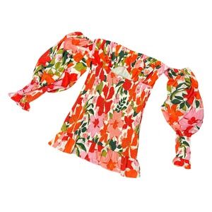 Seven Wonders‎ Nelda Floral Off The Shoulder Smocked Mini Dress Size XL